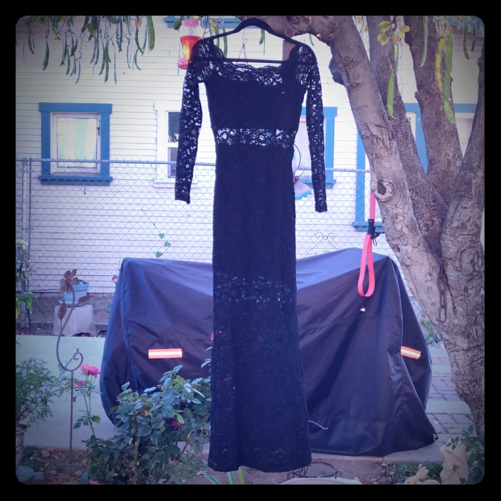 Long Black Lace Jump Dress